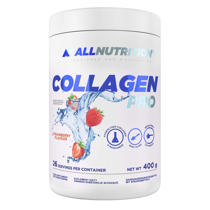 Allnutrition Collagen Pro - Колаген - ALLNUTRITION COLLAGEN PRO е хранителна добавка, съдържаща хидролизиран колаген, екстракт от тамян Boswellia serrata, хиалуронова киселина, хондроитин сулфат, глюкозамин сулфат, куркума, витамини и минерали. КОЛАГЕН ПР