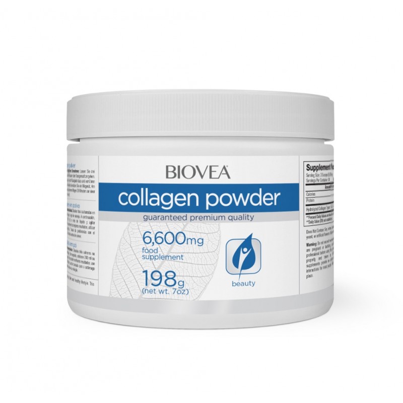 Biovea Collagen Peptides Powder - Колаген за стави на прах 198 г - Колаген на прах съдържа смес от аминокиселини, специално формулирана, за да подпомогне попълването на запасите от колаген в организма за намаляване на видимите признаци на стареене, поддър