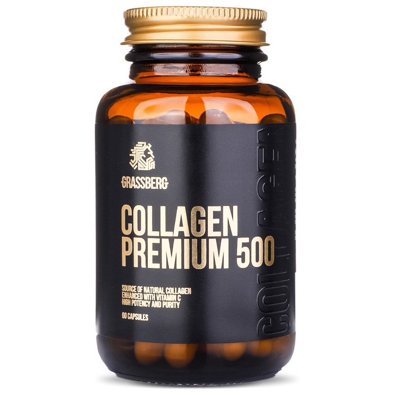 Grassberg Collagen Premium 500 - Колаген 60 капсули - Колагенът е най-разпространеният протеин в тялото ни. Той е основният компонент на съединителната тъкан, който съставя сухожилията, връзките, кожата и мускулите. Колагенът има много важни функции, вклю