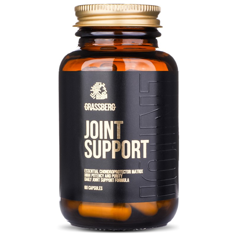 Grassberg Joint Support - Ставен Комплекс 60 капсули, Grassberg Joint Support - Ставен Комплекс, Хранителни добавки за стави, кости и сухожилия Grassberg Joint Support - Ставен Комплекс 60 капсули - Grassberg Joint Support e комплексна формула създадена в подкрепа на вашите стави. Съдържа четири доказани съставки използвани при ставни болки - глюкозамин, хондроитин, МСМ и хиалуронова киселина. Гл