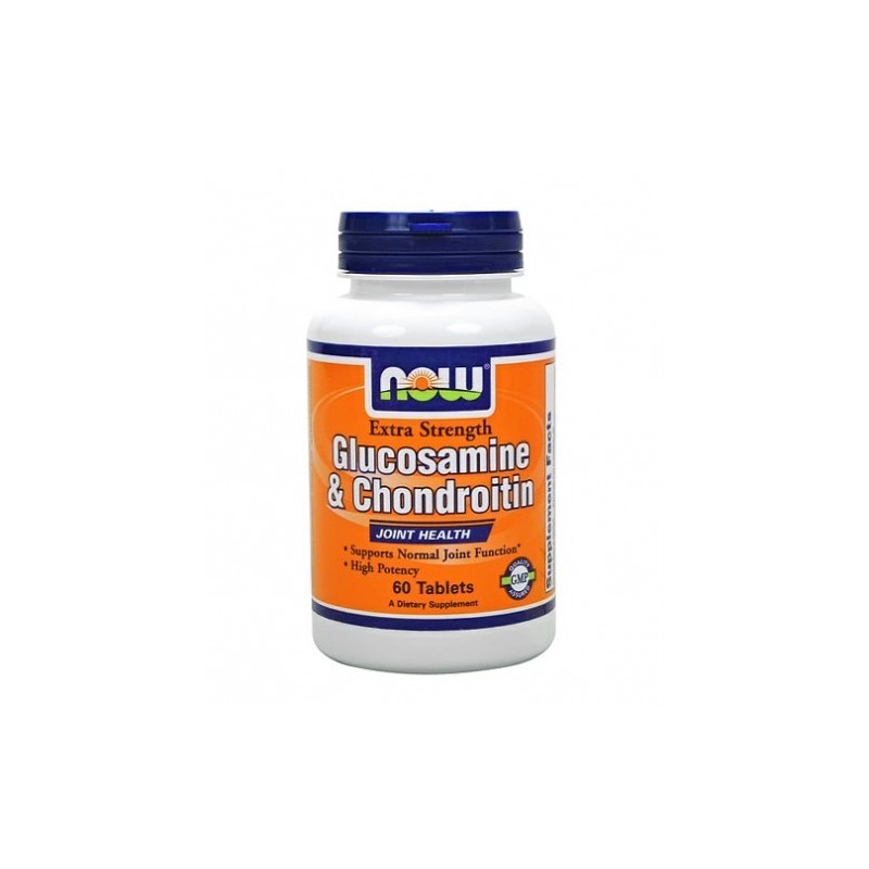 NOW Glucosamine & Chondroitin Sulfate Extra Strength 60 таблетки - Glucosamine & Chondroitin е комбинация от две от най-ефективните съставки за възстановяване на хрущялите и подържането на ставната функция. Глюкозамин (Glucosamine) се използва при