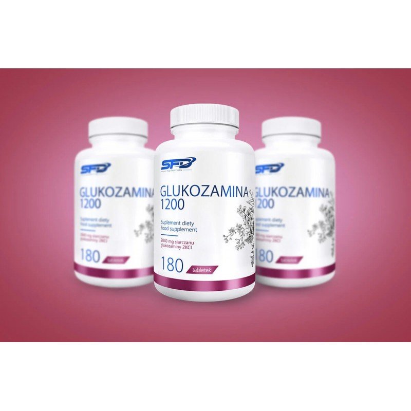 SFD Glucosamine 1200 180 таблетки - SFD GLUCOSAMINA 1200 е хранителна добавка под формата на таблетки, съдържаща глюкозамин сулфат, предназначена за хора, които искат да поддържат правилното функциониране на елементите на опорно-двигателния апарат, като с