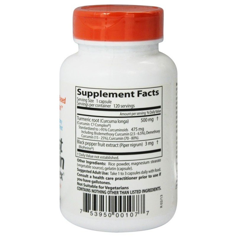 Doctor's Best Curcumin C3 Complex 500 mg 120 капсули - Curcumin C3 Complex 500 мг 120 капсули | Doctor's Best Действа като антиоксидант за клетъчната система Подпомага клетките и тъканите да неутрализират свободните радикали BioPerine спомага за усвояване