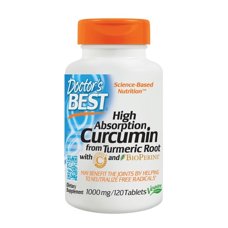 Doctor`s Best Curcumin with C3 Complex and BioPerine комплекс за стави 120 таблетки - Curcumin with C3 Complex and BioPerine 1,000 мг 120 таблетки I Doctor`s Best Доказано е, че поддържа здравата функция на ставите Подпомага клетките и тъканите да неутрал