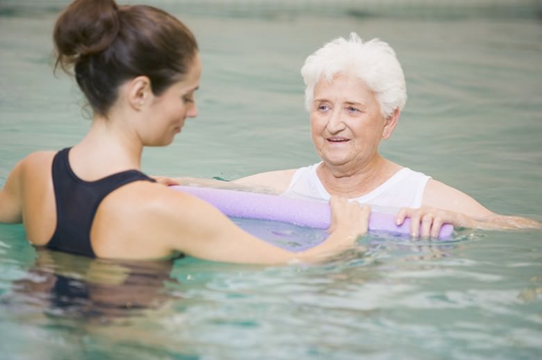 Упражненията във вода са подходящи за възвръщането на подвижността на болните стави и за премахването на болката. 